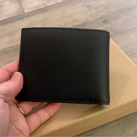 Coach Men’s Sport Calf Leather Compact ID Wallet Black - Picture 4 of 5